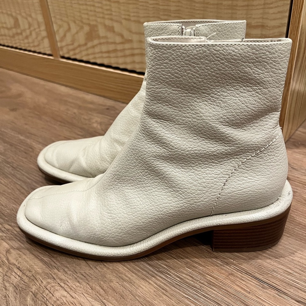 Women's White Leather Ankle Boots